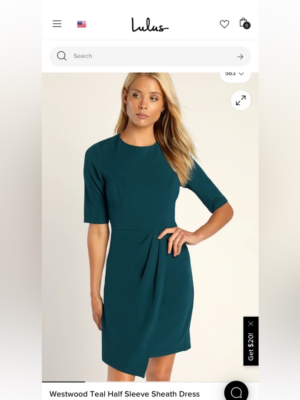 Lulu's Teal Short Sleeve Midi Sheath Dress